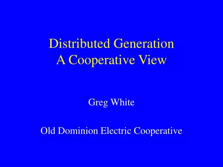 distributed generation a cooperative view