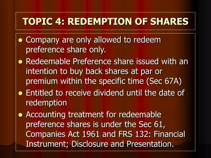 topic 4 redemption of shares