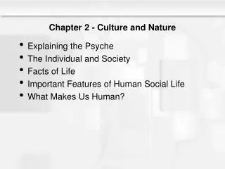 Chapter 2 - Culture and Nature