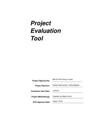 Project Evaluation Tool