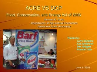 ACRE VS DCP Food, Conservation, and Energy Act of 2008