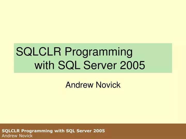 sqlclr programming with sql server 2005
