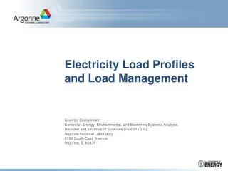 Electricity Load Profiles and Load Management