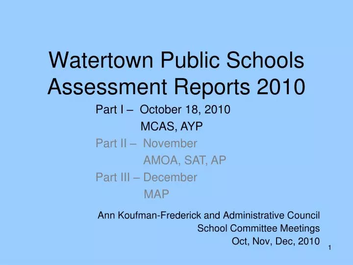 watertown public schools assessment reports 2010