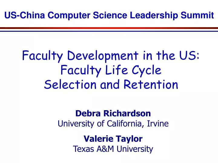 faculty development in the us faculty life cycle selection and retention