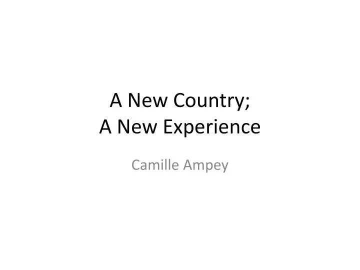 a new country a new experience