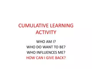 CUMULATIVE LEARNING ACTIVITY