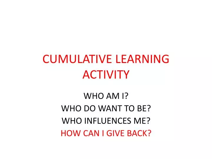 cumulative learning activity