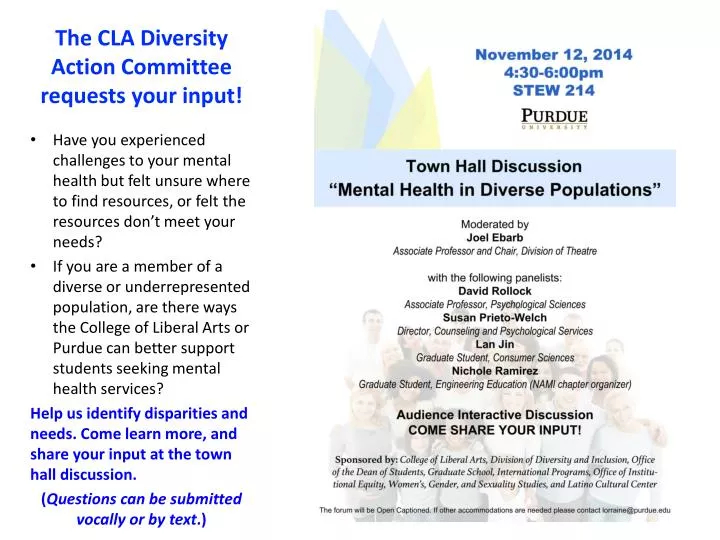 the cla diversity action committee requests your input