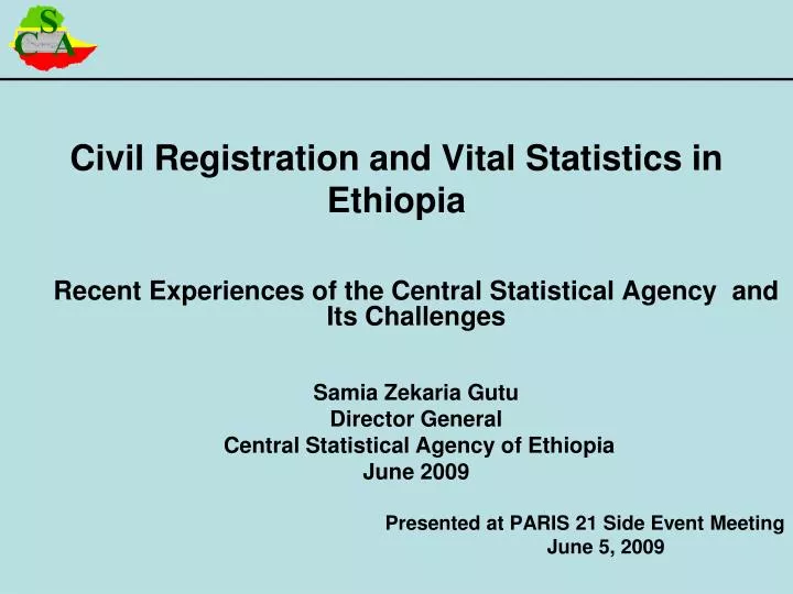 civil registration and vital statistics in ethiopia
