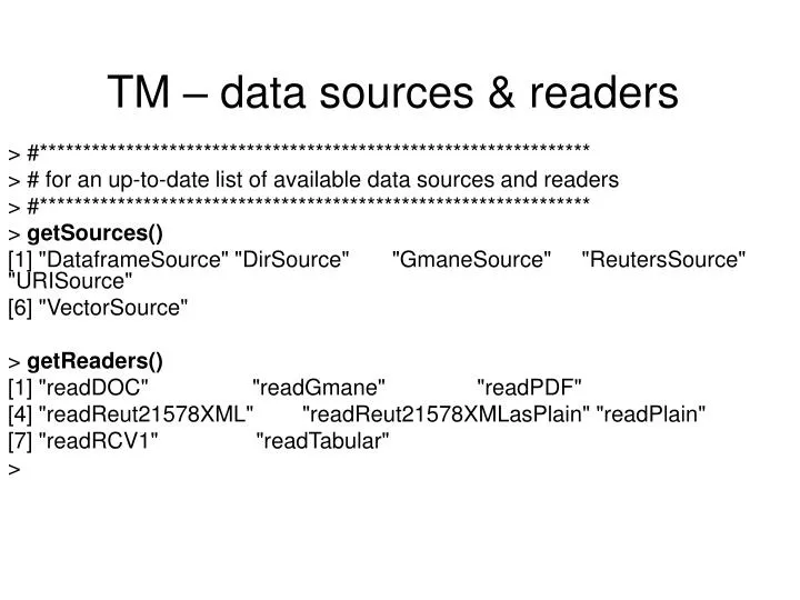 tm data sources readers