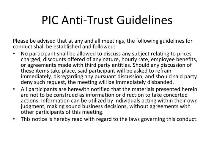 pic anti trust guidelines