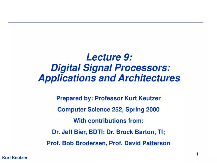 lecture 9 digital signal processors applications and architectures