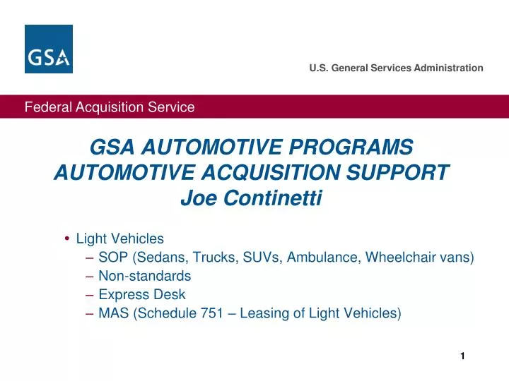 gsa automotive programs automotive acquisition support joe continetti