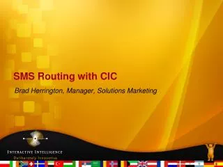 SMS Routing with CIC