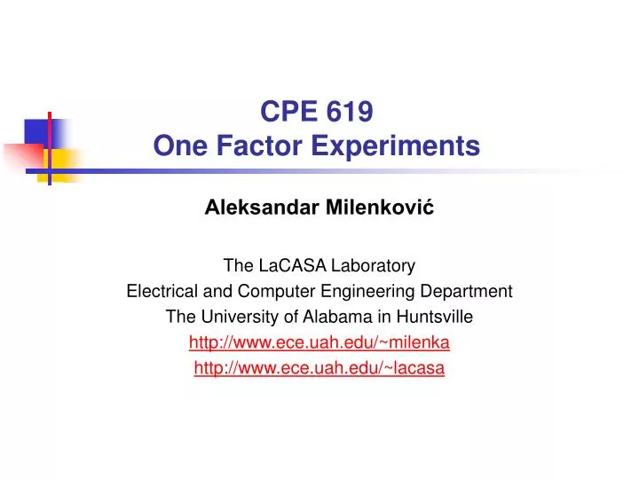 cpe 619 one factor experiments