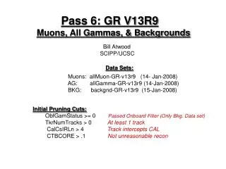 Pass 6: GR V13R9 Muons, All Gammas, &amp; Backgrounds