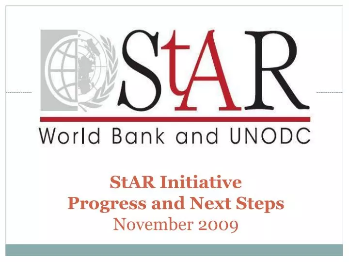 star initiative progress and next steps november 2009