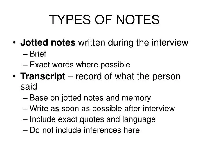 types of notes
