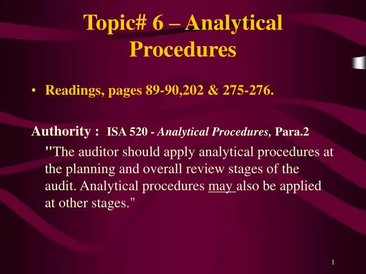 topic 6 analytical procedures