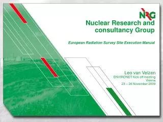 Nuclear Research and consultancy Group European Radiation Survey Site Execution Manual