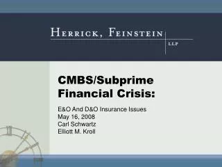CMBS/Subprime Financial Crisis: