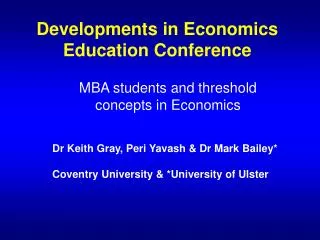 Developments in Economics Education Conference