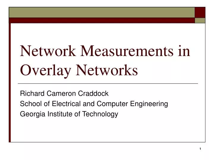 network measurements in overlay networks