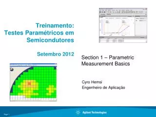 Treinamento : Testes Paramétricos em Semicondutores Setembro 2012