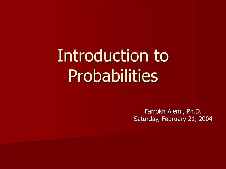 introduction to probabilities