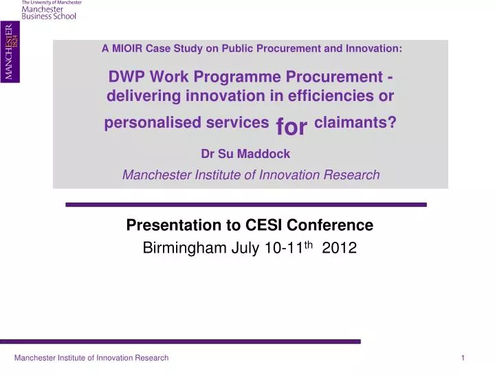 presentation to cesi conference birmingham july 10 11 th 2012