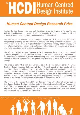 Human Centred Design Research Prize