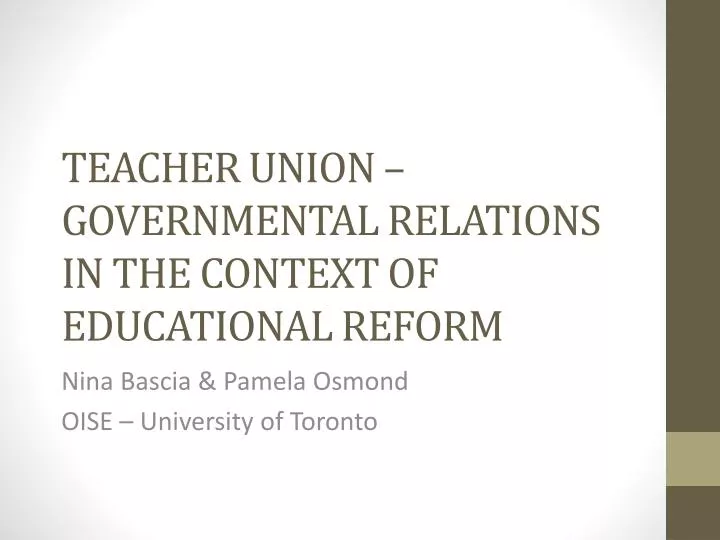 teacher union governmental relations in the context of educational reform