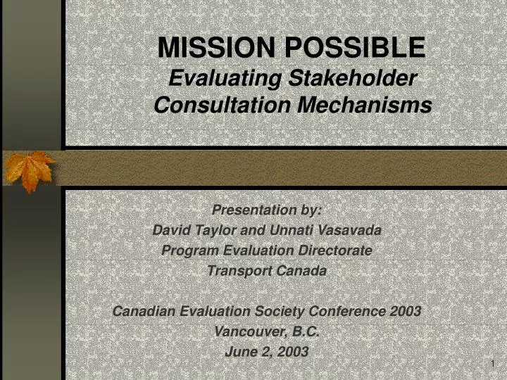 mission possible evaluating stakeholder consultation mechanisms