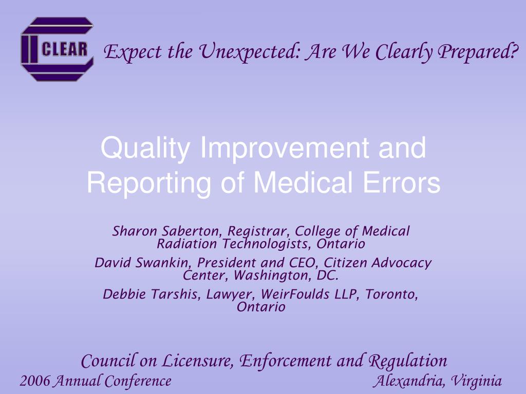 PPT - Quality Improvement and Reporting of Medical Errors PowerPoint ...