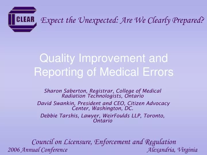 quality improvement and reporting of medical errors