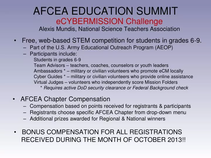 afcea education summit ecybermission challenge alexis mundis national science teachers association