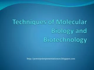 Techniques of Molecular Biology and Biotechnology