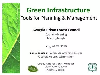 Green Infrastructure Tools for Planning &amp; Management