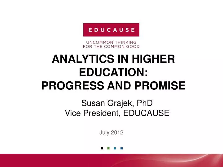 analytics in higher education progress and promise