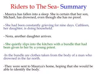 Riders to The Sea- Summary