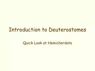 Introduction to Deuterostomes