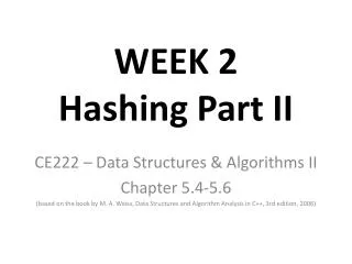 WEEK 2 Hashing Part II