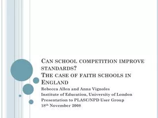 Can school competition improve standards? The case of faith schools in England
