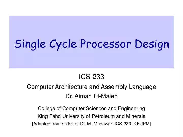 single cycle processor design