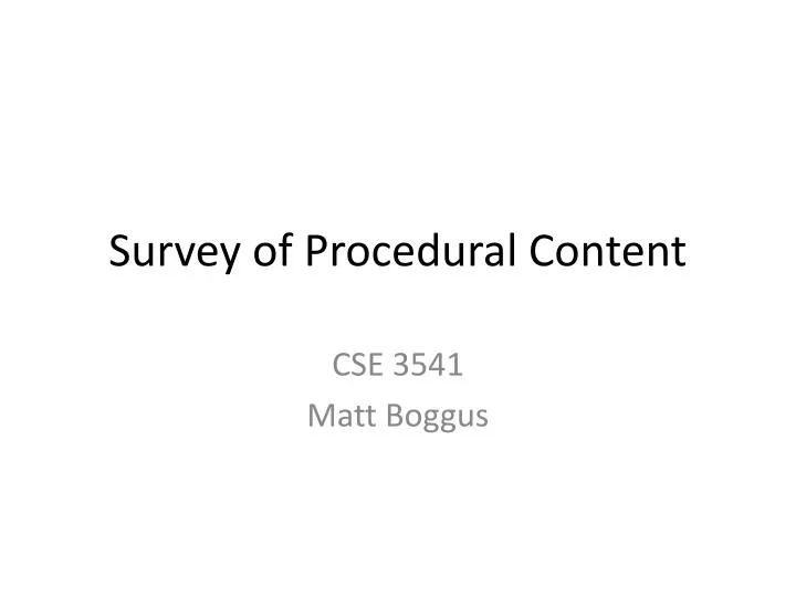 survey of procedural content