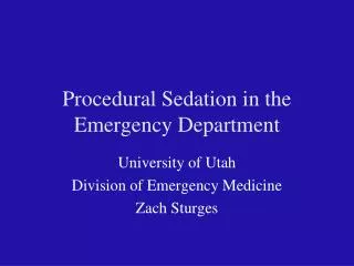 Procedural Sedation in the Emergency Department
