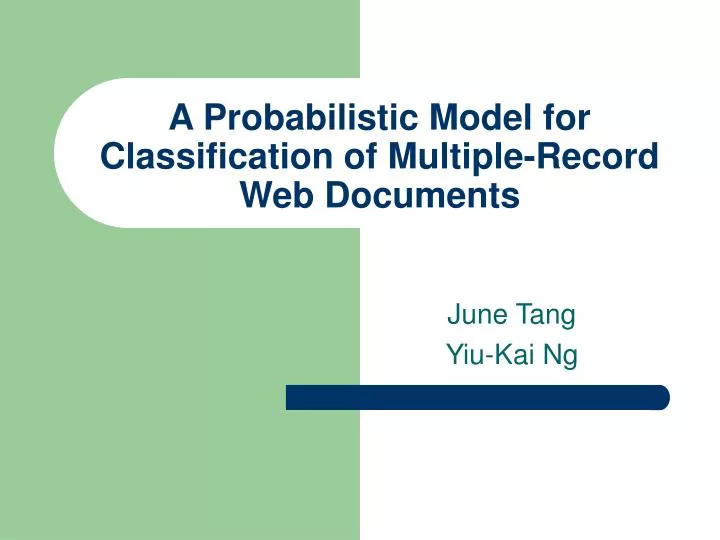 a probabilistic model for classification of multiple record web documents