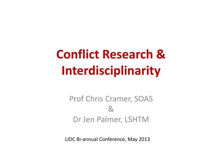 conflict research i nterdisciplinarity