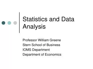 Statistics and Data Analysis